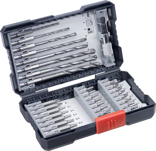 Kwb 108940 33teilig Bohrer- und Bit-Sortiment Stein, Beton, Mauerwerk 3 mm, 4 mm, 5 mm, 6 mm, 7 mm, 8 mm, 9 mm, 10mm