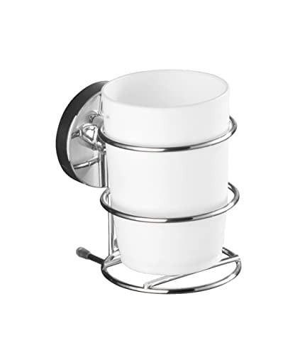 WENKO Vacuum-Loc Tandenborstelbeker Milazzo wit met beker voor wandmontage zonder boren