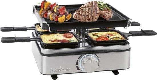 Proficook Raclette Grill Zwart voor 4 personen met omkeerbare gietplaat