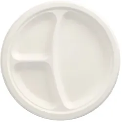 50 Teller, Zuckerrohr `pure` 3-geteilt Ø 23 cm · 2 cm weiss