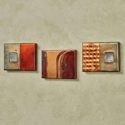 Texture Home Decor/Padma's Copper Studio Group A Wall Art Plaques Multi Metallic Set of Three, Set of Three, Multi Metallic