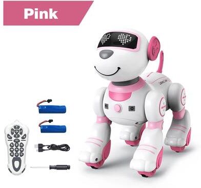 Uplift Treasures Smart RC Robot Dog Toy For Kids With Dancing Stunts & Interactive Remote Control pink (2 Battery)