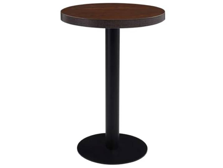 HEFZGDB Bistrotisch Dunkelbraun 60 cm MDF Tischplatte mit Holzmaserung und Stahlgestell für Restaurant Cafe Bar Einfacher Aufbau und Pflege