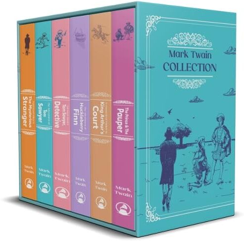 Classic Editions Mark Twain 6 Book Deluxe Hardback Collection Set - Tom Sawyer, Huckleberry Finn, Prince & The Pauper & More - Classic Fiction - New Hardback Boxset