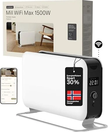 Mill Portable Heater CO1500MAXWIFI3 Convection Heater, 1500 W, Suitable for rooms up to 14-18 m², White (1500 W) (CO1500MAXWIFI3)