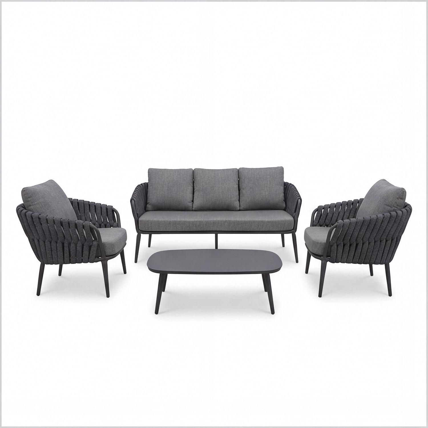 Torino Lounge-Set Anthrazit 5-Sitzer Outdoor mit Tisch 60x100 cm