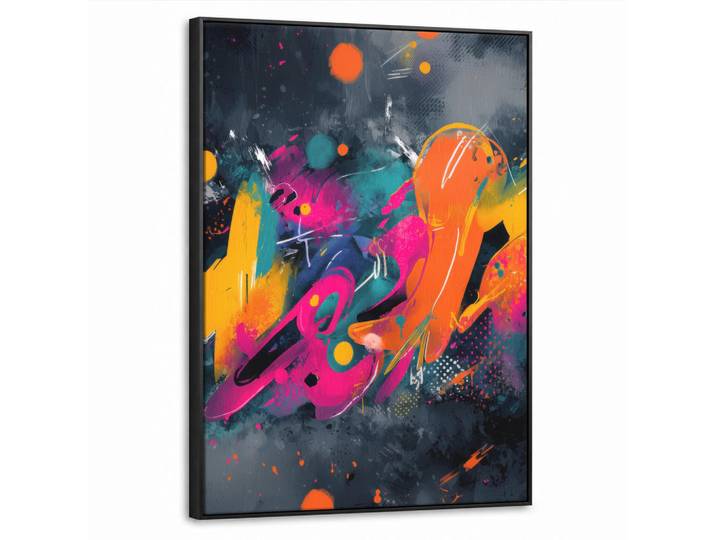 MuchoWow Leinwand Bilder mit Rahmen - Abstrakt - Graffiti - Farbenfroh - Farbspritzer - 70x100, Mehrfarbig, Rechteckig, 70x100 cm, gerahmt, Bilder & Rahmen, Bilder, Leinwandbilder