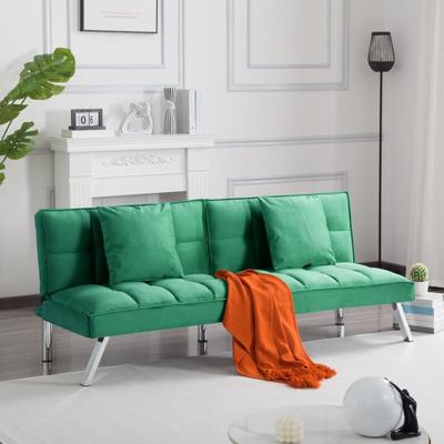 RELEXHHOON Velvet Futon Sofa Bed, 5-Position Adjustable Split Back, Twin Sleeper, 4 Colors