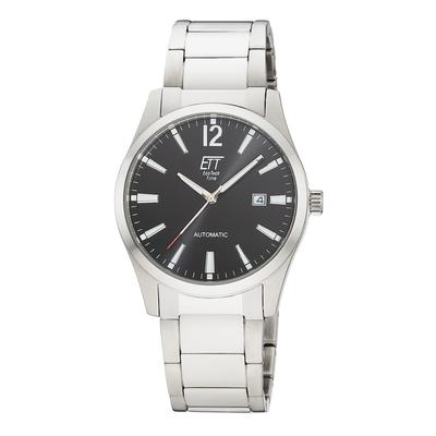 Automatikuhr ETT "Motion Drive", silber (silberfarben, schwarz, schwarz), Armbanduhren, Herren, silberfarben, Automatikuhr, Armbanduhr, Herrenuhr, Mechanische Uhr, Edelstahlarmband, analog, Tag