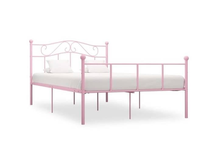 Cadre de lit Métal 140x200cm Lit Adulte pour 2 personne Contemporain Rose Métal - BONNE