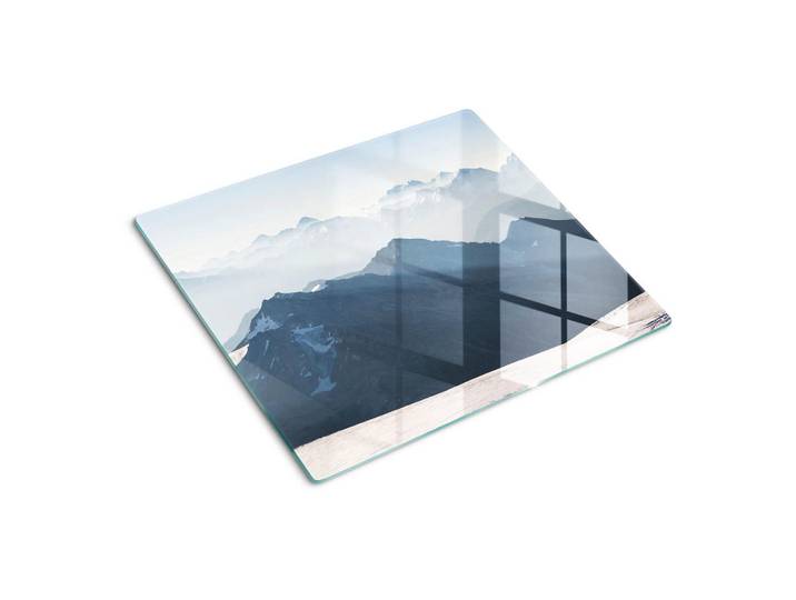 Tulup Glasplatte 60x52 cm Bergspitze, Grau, Glas, 60x0.4x52 cm, Küchen, Küchenelektrogeräte, Herde, Herdabdeckplatten