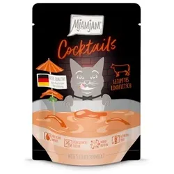 MJAMJAM Cocktails Beutel 20x40g Katzennassfutter 20 x 40 Gramm gezupftes Rindfleisch