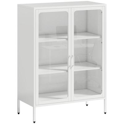 Helloshop26 - Büroschrank 80 x 40 x 110 cm verstellbare Regalböden praktische Aufbewahrung zeitgenössischer Industriestil aus weißem 21_0006407