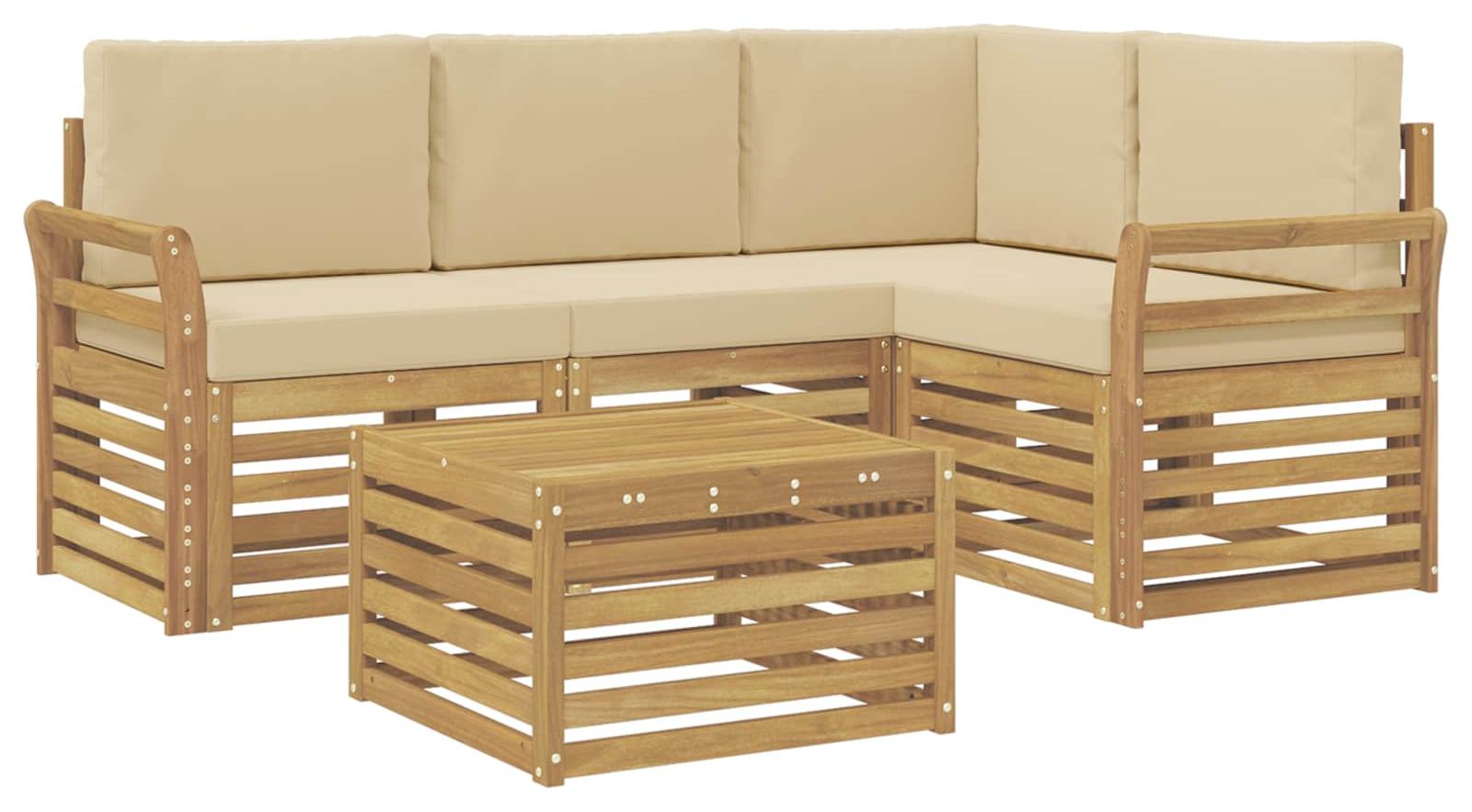 Garnitur aus 5 Gartenmöbeln, bestehend aus Sofas, in Beige und aus Polyester