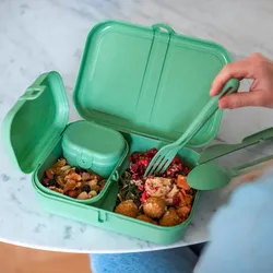 Koziol Pascal Ready Lunchbox Set mit Besteck 4 teilig nature leaf green