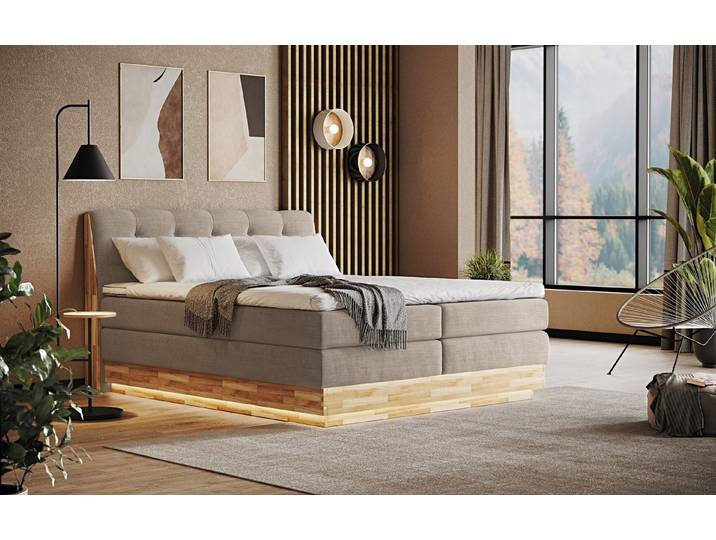 COTTA Boxspringbett Melissa - mit LED, Bettkästen, Kaltschaum-Topper & H2/H3 Matratzen (Bett inklusive Matratze, Topper und Bettkasten), mit LED, Kaltschaum-Topper, Bettkasten & H2/H3-Matratzen