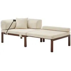 MODFU Schlafsofa Samt Beige mit ausziehbarer Einzelbettfunktion und Massivholzrahmen