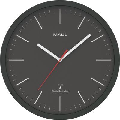 Funk Wanduhr Maul MAULjump, rund, für Innenräume, Minuten & Stundeneinheiten, ∅ 305 mm, Kunststoff & Mineralglas, schwarz-weiß, inkl. Batterie