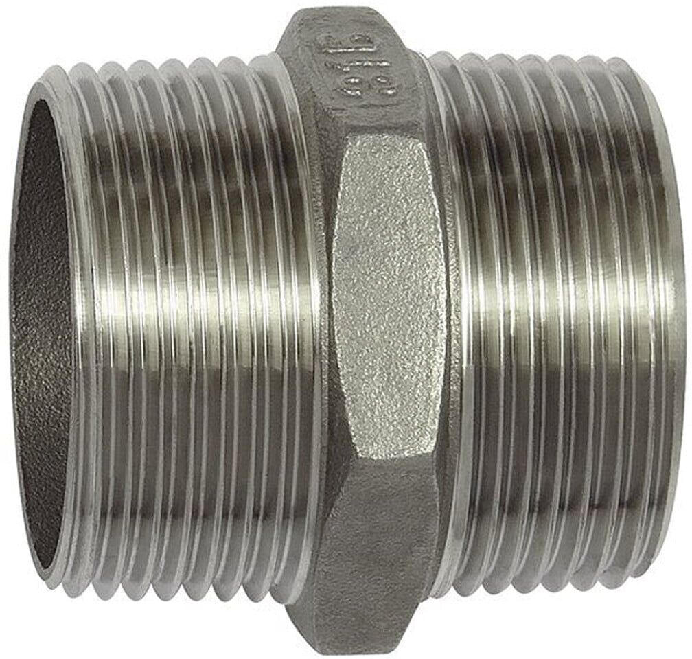 Riegler Doppelgewindenippel, Sechskant, R 3/8, SW 18, Edelstahl 1.4408 (277.07-ES)