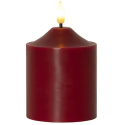LED Kerze Flamme Echtwachs 3D Flamme H: 12cm D: 7,5cm Batterie Timer rot