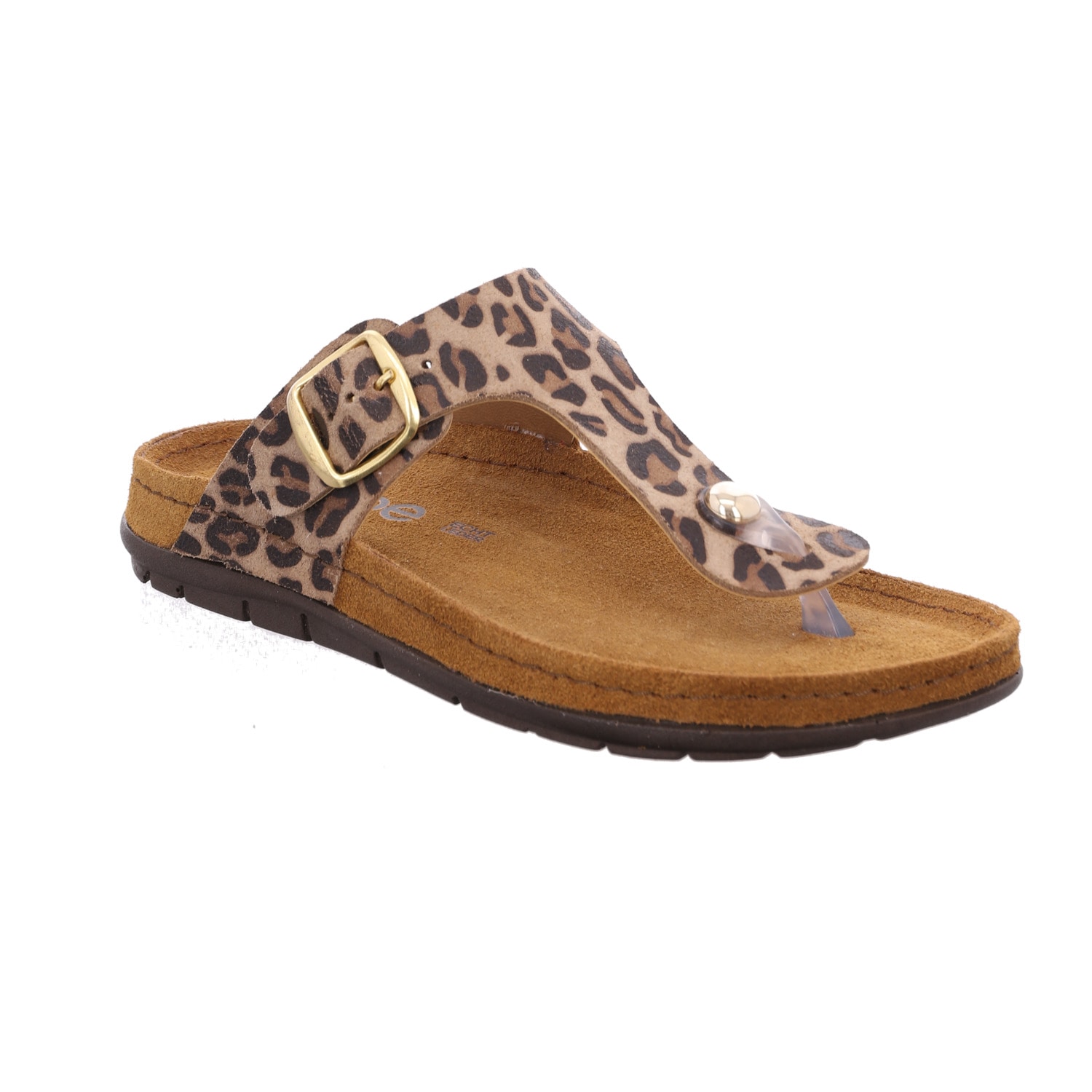 Zehentrenner ROHDE "EASYS N44", Damen, Gr. 37, braun (leo), Lederimitat, Schuhe Zehentrenner, Sommerschuh, Strandschuh mit Leo-Muster leo 37