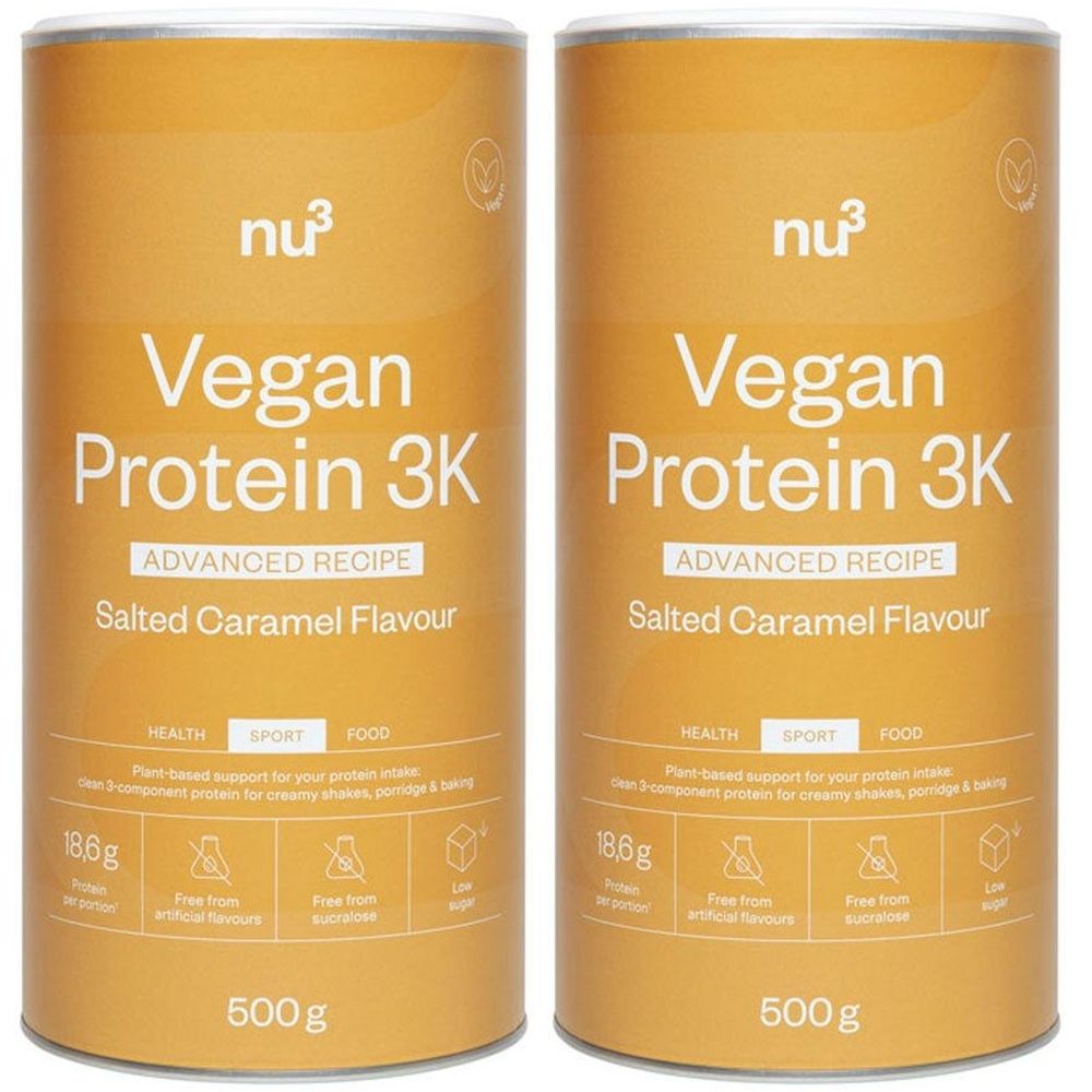 nu3 Clean Vegan Protein 3K Salted Caramel x2 2x500 g Pulver