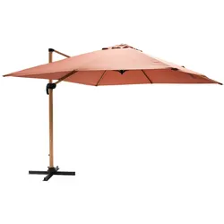 Oviala Business Ampelschirm 3×3 m neigbar und drehbar, Holzoptik Tonerde
