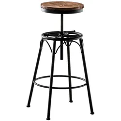 Décoshop26 - Barhocker x1 moderner Industriestil höhenverstellbar schwarzes Metall und helle Holzsitzfläche 10_0004540