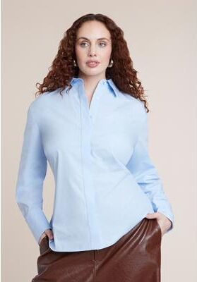 Plus Size Women's Poplin Lace-Up Button Up Top by ELOQUII in Wind Surfer (Size 16)