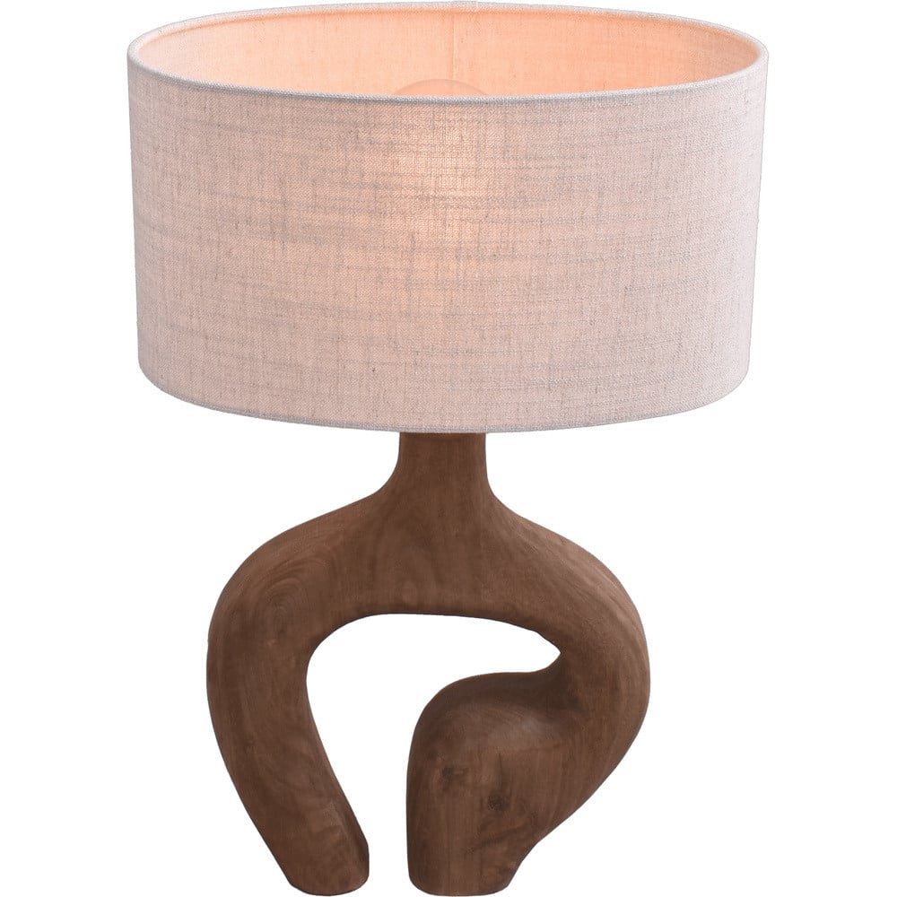 Masterlight Japandi Woodie schemerlamp - Hout en beige - Hoogte: 35 cm