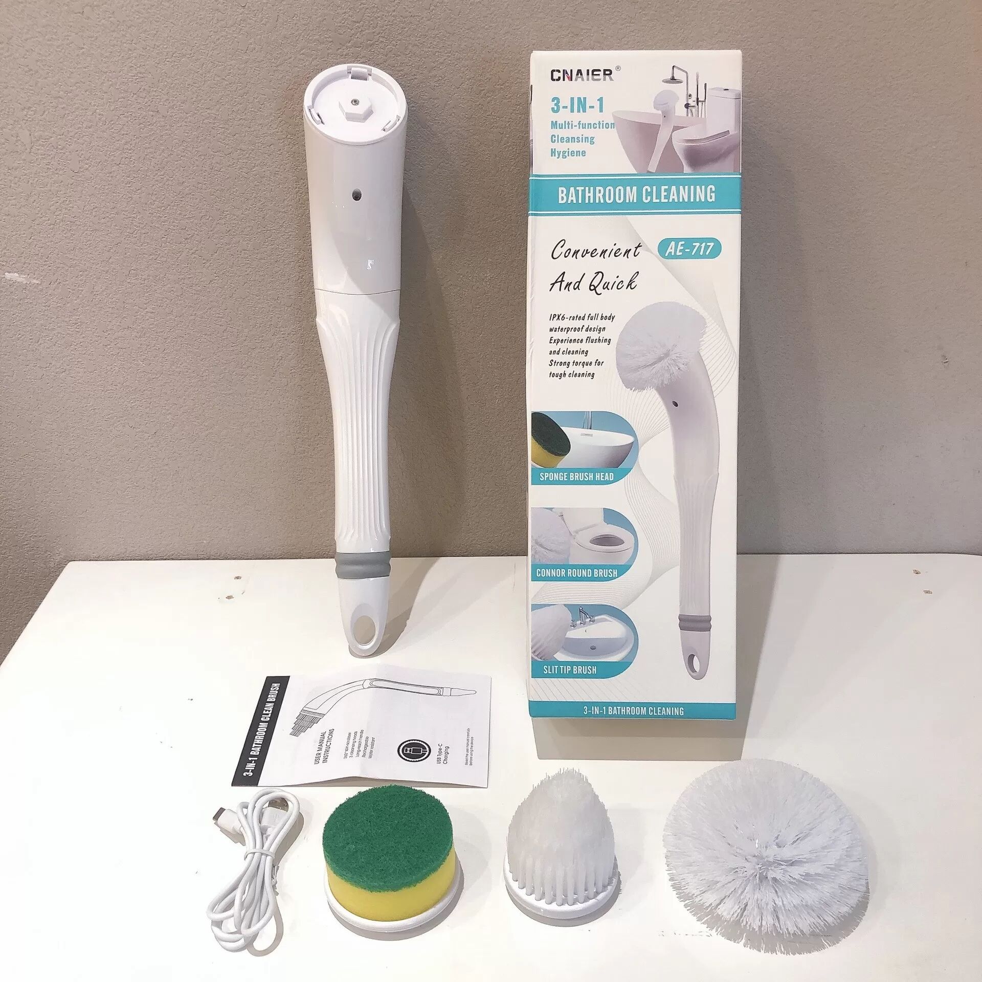 INF Elektrische Reinigungsbürste AE-717 für Zuhause und Badezimmer