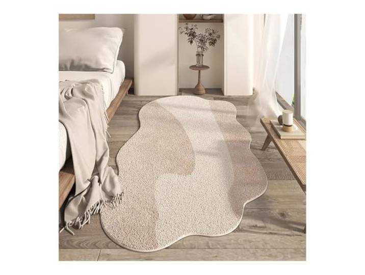 VONCYKI Unregelmäßiger Teppich für Wohnzimmer, große Fläche, Schlafzimmer, Nachttisch, Plüsch, Couchtisch, Teppich, weich, bequem, F, 100 x 160 cm