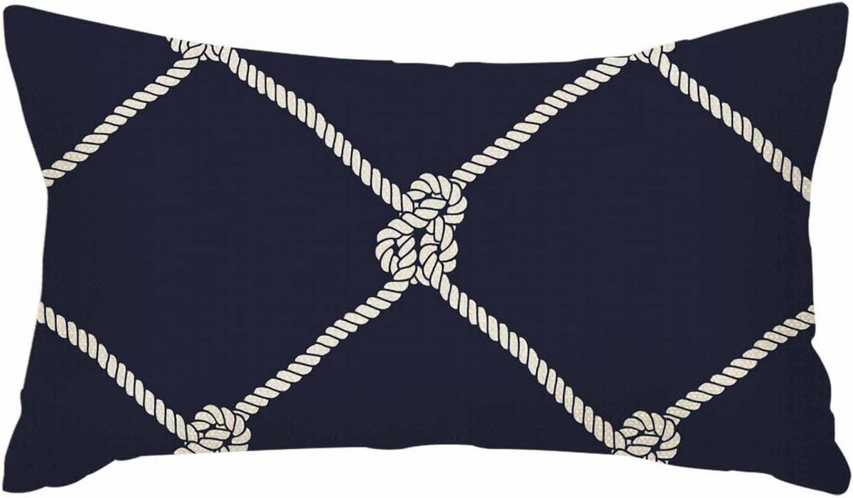 Decoratief Kussenhoes in Nautische Stijl met Touw- en Vissennetpatroon
