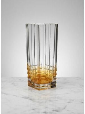 Vivience Square Vase with Diamond Cut and Amber Shade on Bottom