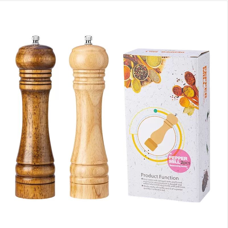 INF Ensemble de 2 moulins à poivre manuels bicolores de 20 cm avec réglage de la mouture