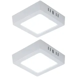 LED Deckenleuchte Wohnzimmerleuchte Flurlampe Aufbau-Panel quadratisch Küchenleuchte, Kunststoff weiß, 6W 660lm 6500K kaltweiß, L 12 cm , 2er Set