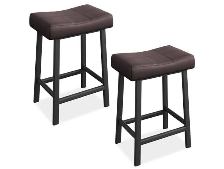FairyLee Barhocker 4er-Set 60 cm – Gepolstert mit PU-Leder-Sattelsitz Braun 60 cm Barhocker-Set (2er- oder 4er-Pack)