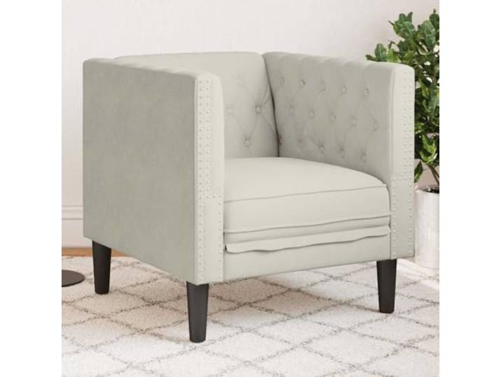 HEFZGDB Chesterfield-Sessel Creme Samt Sofa Sitzmöbel mit gepolsterter Sitzfläche und klassischer Knopfheftung für stilvolles Wohnzimmer