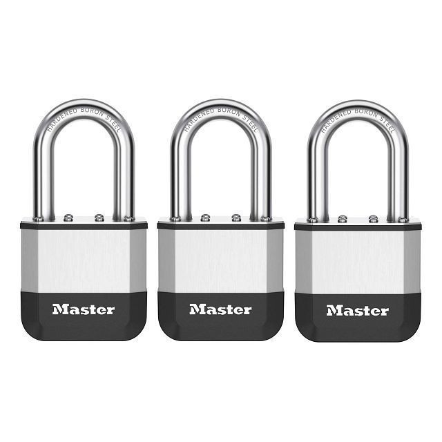 Master Lock Elite Hangslot met lange beugel - Zilver - 3 stuks
