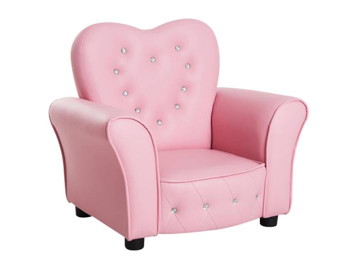 Homcom Kindersofa Kindersessel herzförmig Prinzessin Minisofa Kinderzimmer Sofa mit, Rosa, Kunststoff, 41.5x49x59 cm, Babymöbel & Kindermöbel, Babyzimmer, Kindersessel & Kindertische