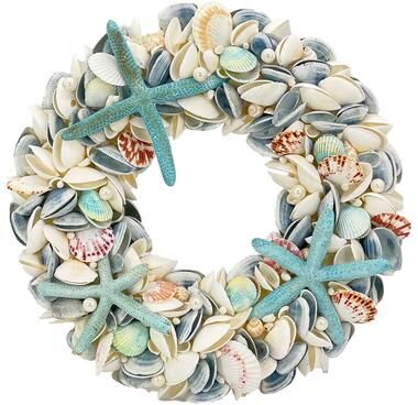 Galt International "Coastal Seashell Wreath - 17"" Blue"