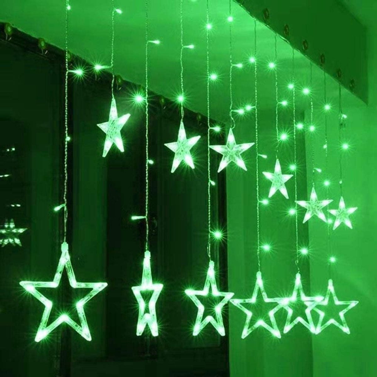 ShopVlot Christmas Curtain Star - Groen - 2 Meter