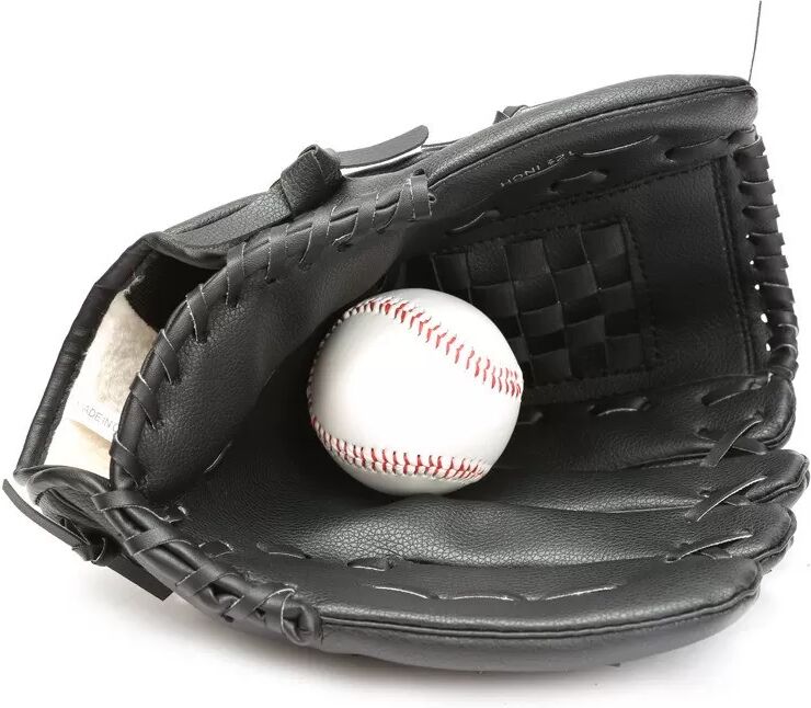 INF Softball Hockey Handschutz Verdickter PU Leder Sporthandschuh M Schwarz