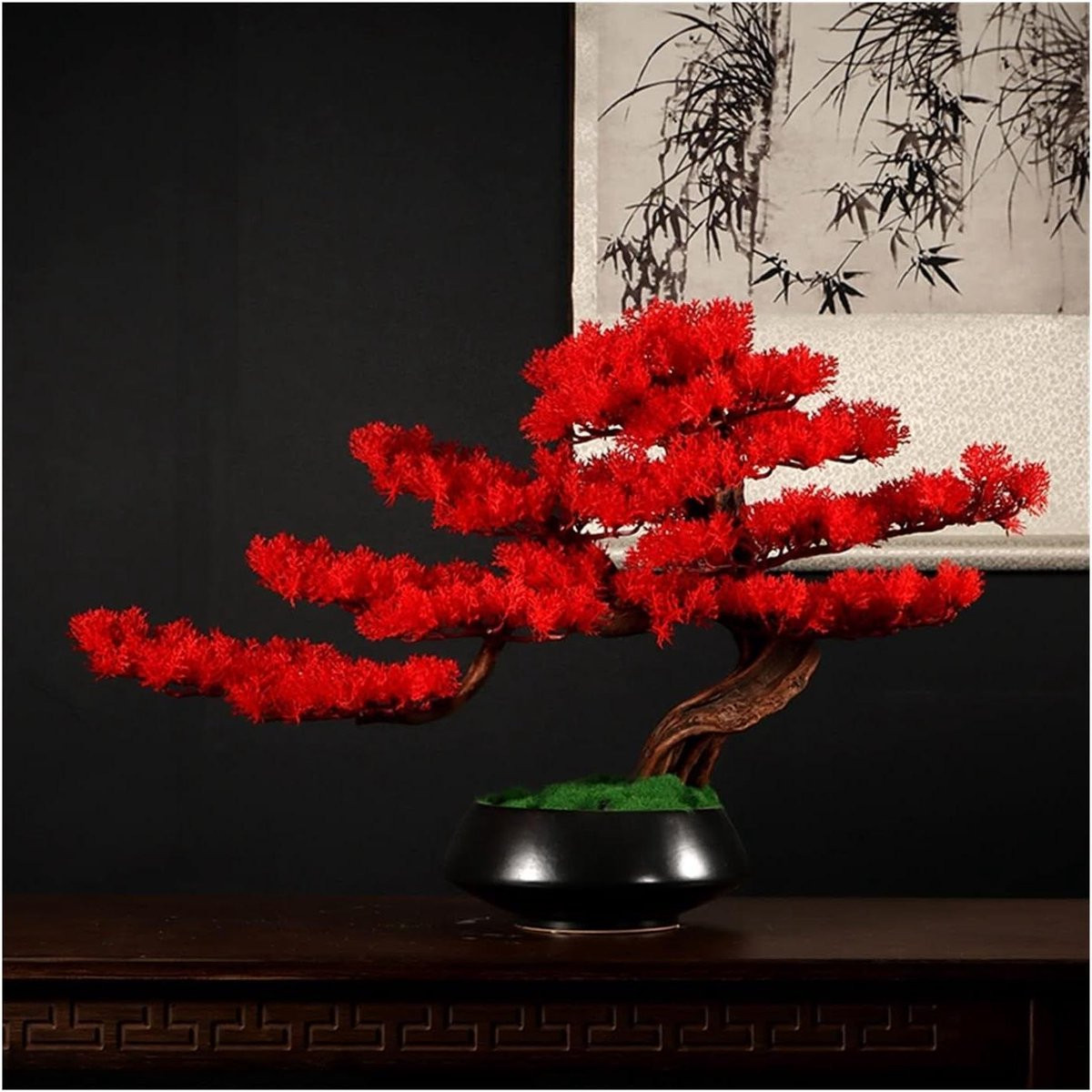 Kunstmatige Bonsai Boom Rood - Decoratieve Nep Plant voor Binnen