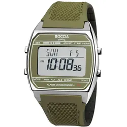 Boccia 3738-03 Digital-Uhr in Unisexgröße Titan Olivgrün