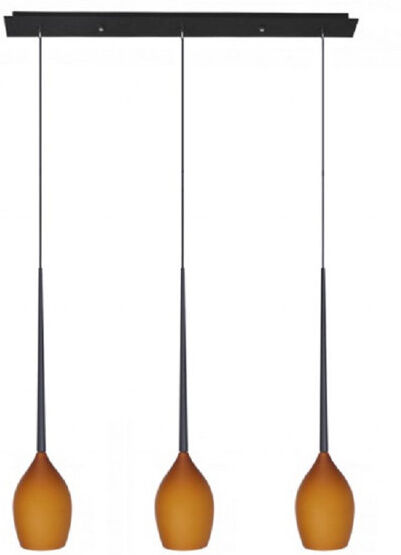 Azzardo Izza 3 - Light Black Kitchen Island Pendant Amber 40cm H X 80cm W X 13cm D