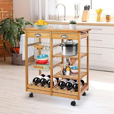 All Categories Goods Rolling Kitchen Island Mobile Serving Cart With Storage Wood, Rolling Storage For Home And Restaurant Rolling Kitchen Island Mobile Serving Cart With Storage Wood, Rolling Storage For Home And Restaurant