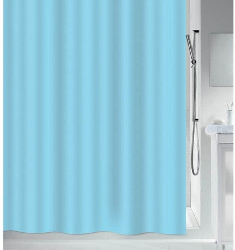Duschvorhang MSV "Romana, Hellblau,Polyester", blau (hellblau), H:180cm, Polyethylen-Vinylacetat (PEVA), Duschvorhänge, Duschvorhang hellblau B/H: 180cm