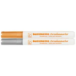buttinette Porzellanmarker, gold/silber, 2 Stifte