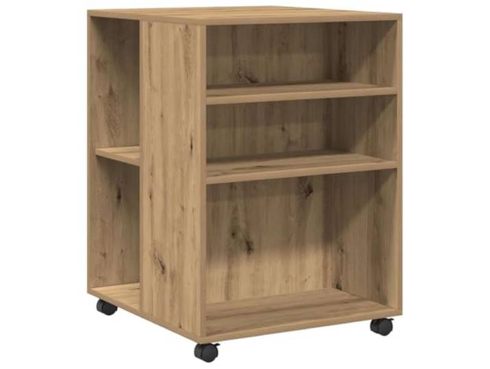 HGBNMER Beistelltisch mit Rollen, Artisan-Eiche, 55x60x78 cm, Holzwerkstoff Zwei Ablagen, vier Schwenkrollen, zwei feststellbar, pflegeleicht, Wohnzimmer, Küche, Schlafzimmer